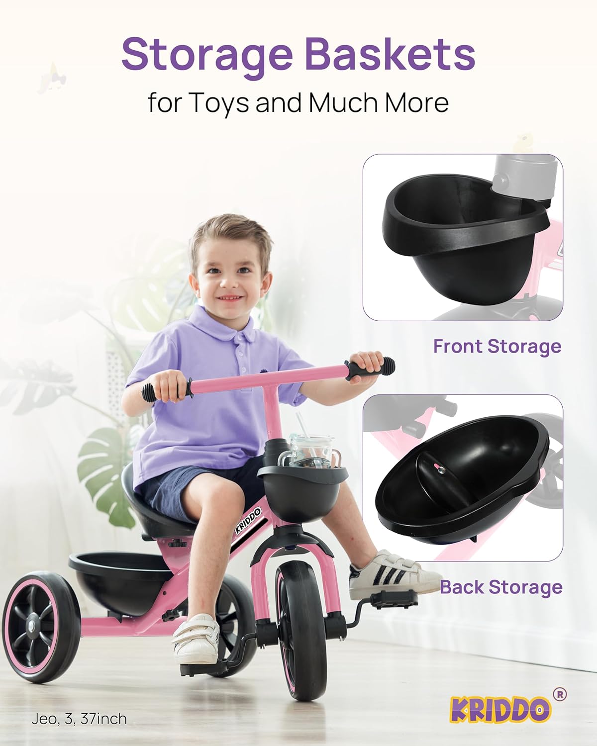 Thumbnail 4 de KRIDDO Tricycle for 2-5 Year Olds — Toddler Trike 24 months 🎲