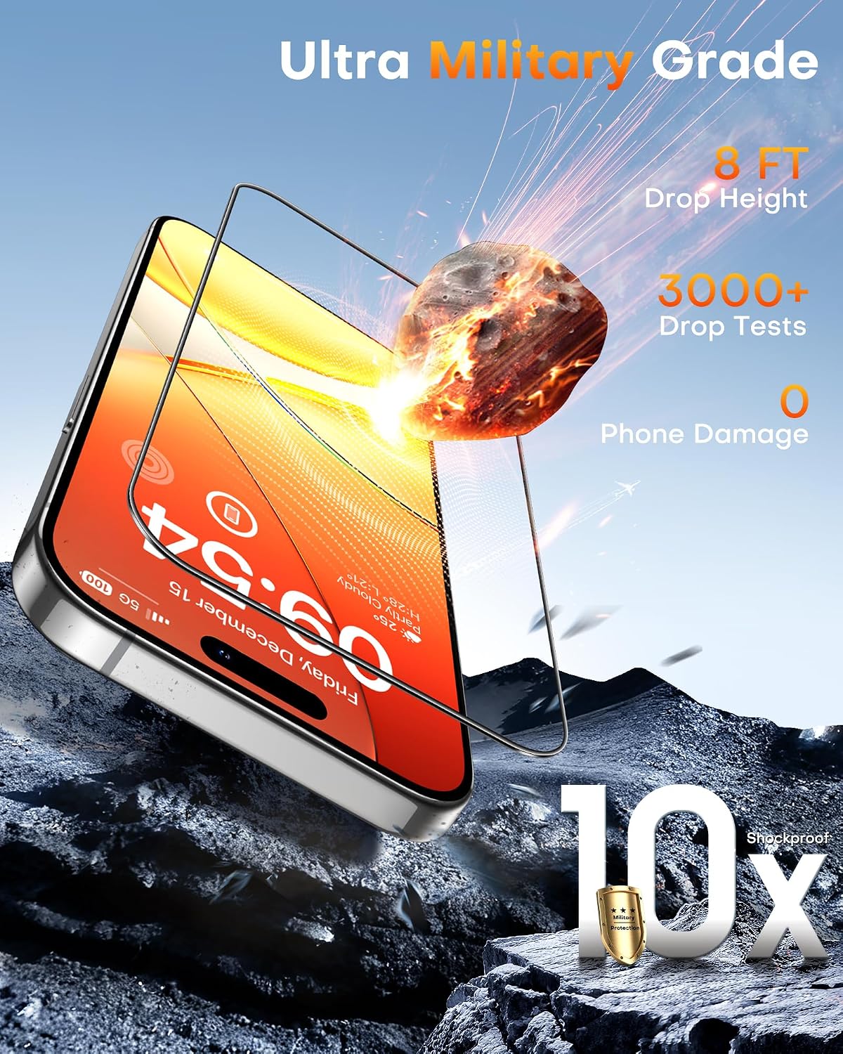 Thumbnail 5 de TOCOL 2+1 Pack for iPhone 15 Screen Protector 6.1-Inch + Camera Lens Protector