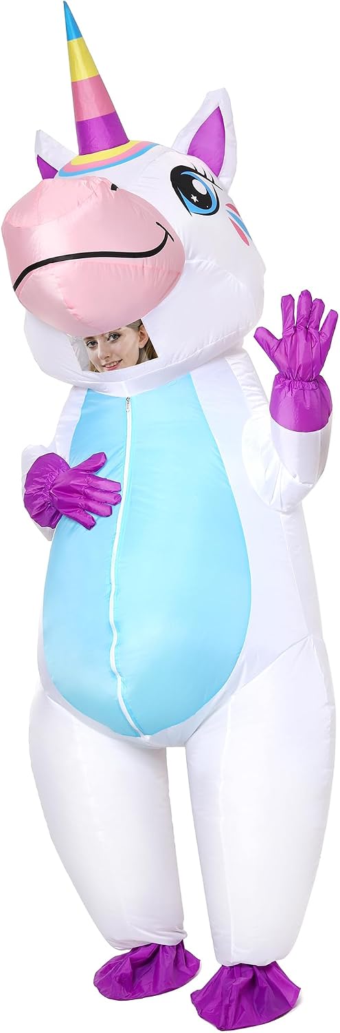 Detalle de Gootus Inflatable Unicorn Costume for Adults (Polyester) with Air-Filled Fan