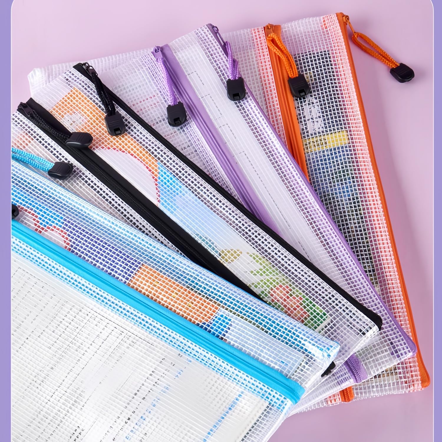 Detalle de 20-Piece Plastic Wallets Zip Lock Folders – Waterproof A4/A5/A6 Document Pouch Set