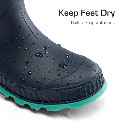 Thumbnail 3 de DREAM PAIRS Boys Non-Slip Wellies in Navy/Green (1 Big Kid)
