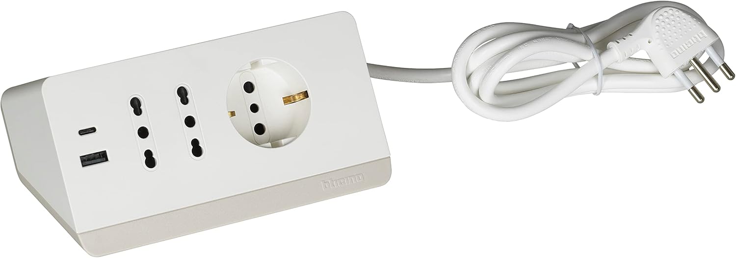 Thumbnail 1 de BTICINO Ciabatta Elettrica 5 Posti con USB e Presa Schuko – Scrivania 2m