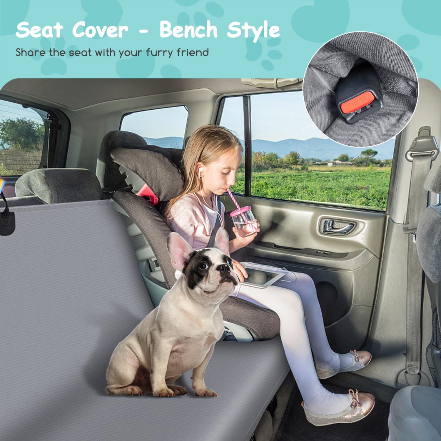 Detalle de Nobleza Fodera sedili auto per cani 140×110 cm: impermeabile, antiscivolo e universale