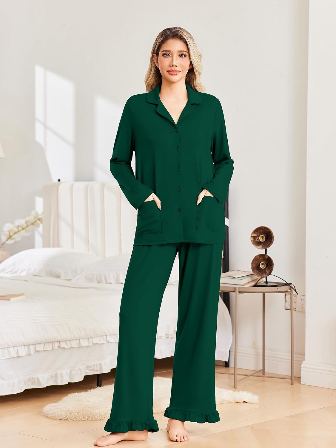 Detalle 2 de Ekouaer Women's Pajama Set, Long Sleeve
