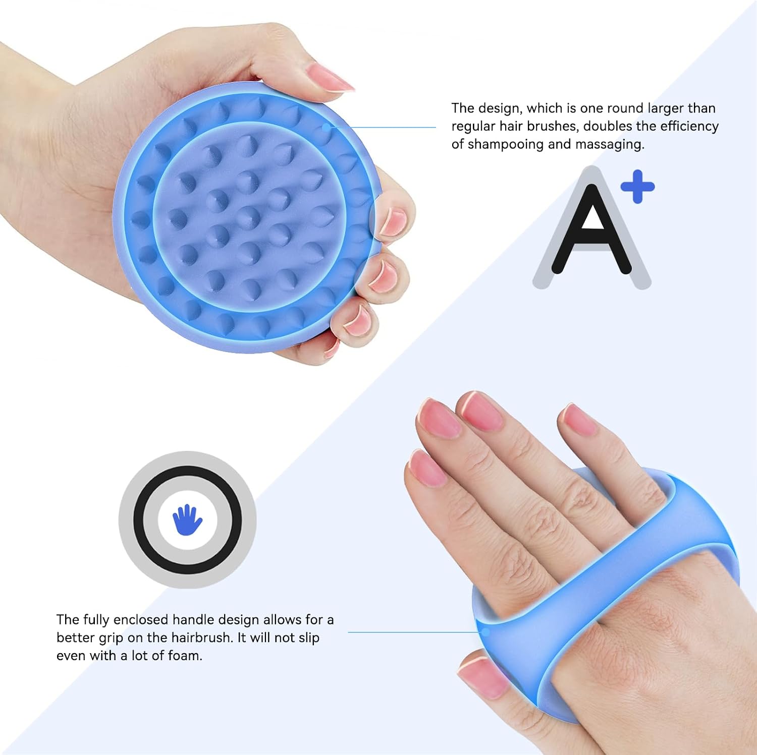 Detalle de Ithyes Big purple blue shampoo brush Scalp Massager, Silicone, Purple Blue