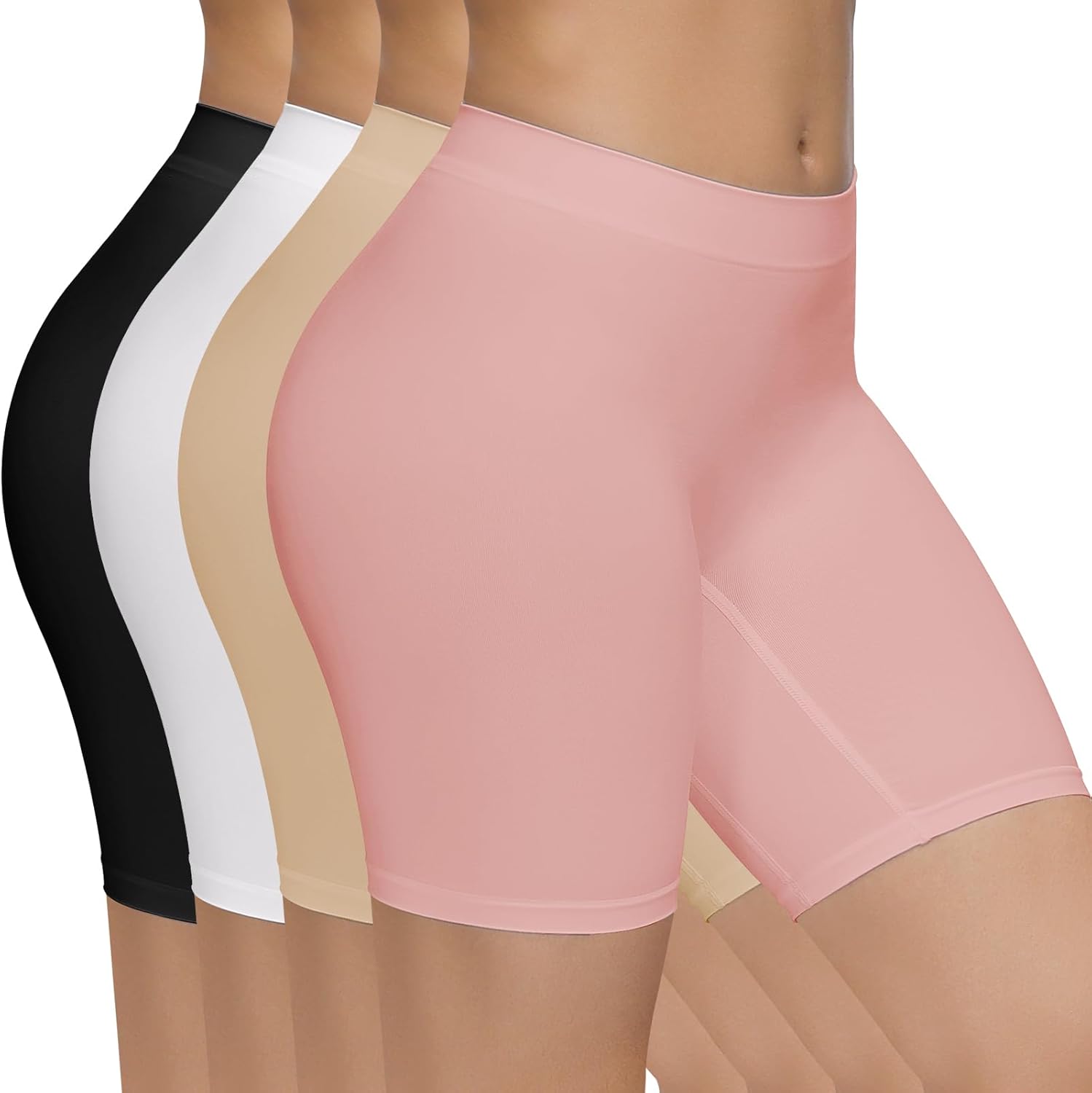Detalle de SIMIYA 4 Pack Womens Boxer Shorts Seamless Slip Shorts – Anti-Chafe, Stretchy Under Dresses