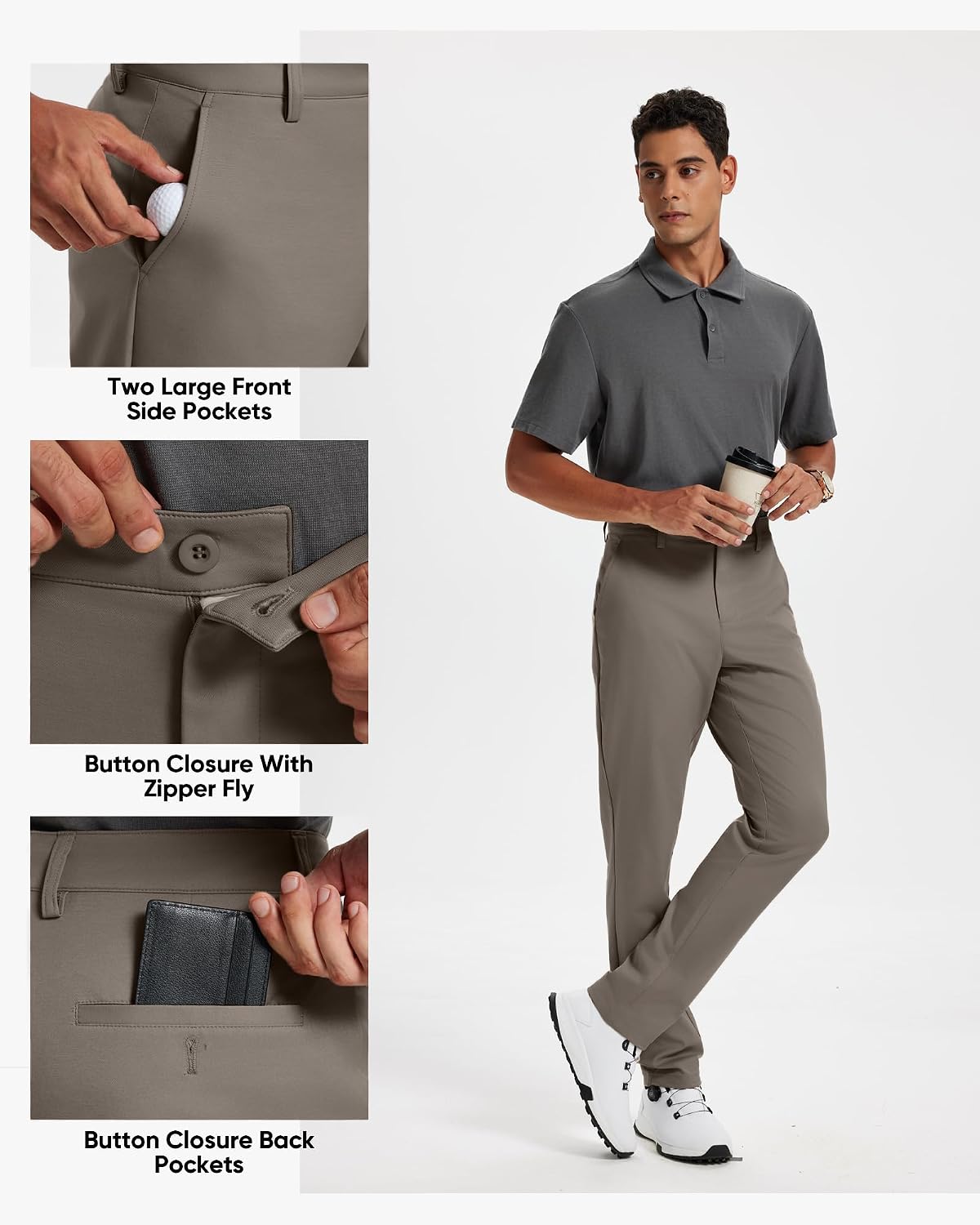Thumbnail 5 de Vytroon Men's Classic Fit Stretch Golf Pants, Splash-Resistant, 4-Pocket
