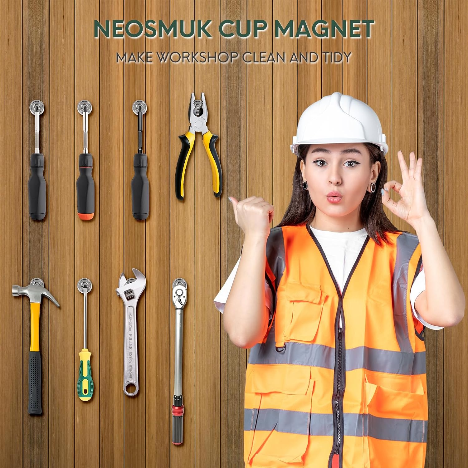 Thumbnail 2 de Neosmuk 25kg Strong Nd Disc Magnet with Center Holes – Round Cup Mount, Heavy-Duty 10 Pack