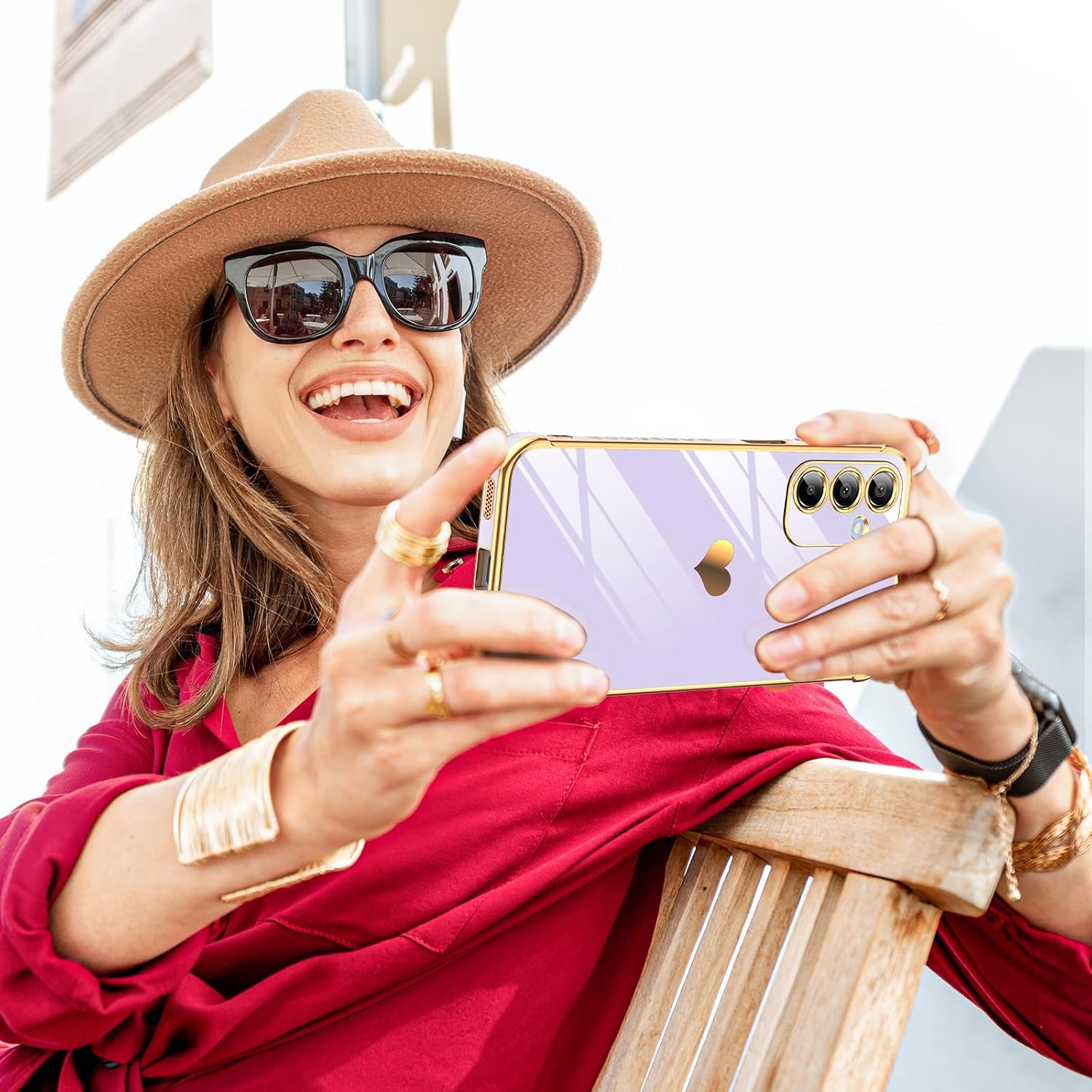Detalle 2 de LeYi Hülle für Samsung Galaxy A16 4G/5G – Herzmotiv TPU Silikon mit 2 Schutzfolien