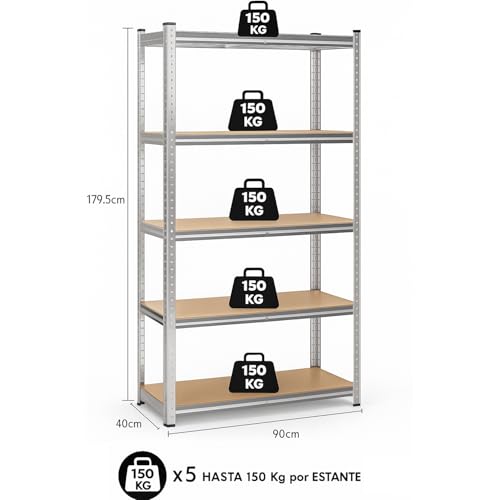 Thumbnail 2 de T-LOVENDO.ES Estantería metálica 180x90x40cm 🧰
