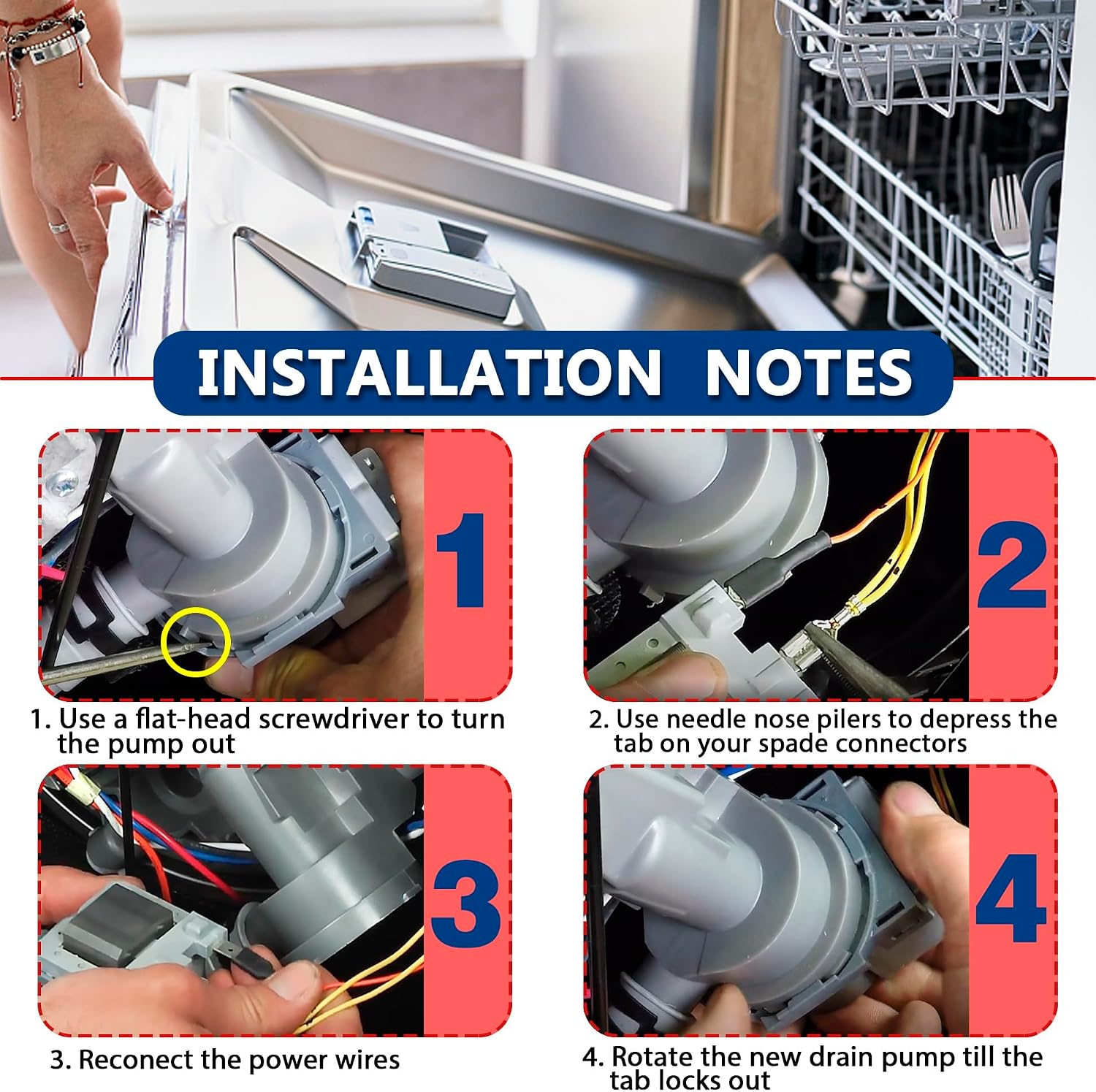 Detalle 2 de Surqia DD31-00005A Dishwasher Drain Pump, 110–127V, 0.54A