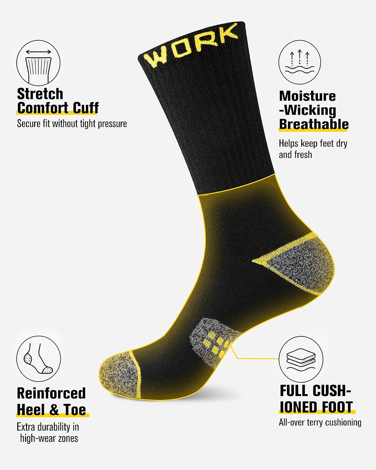 Thumbnail 6 de pandaplay Men's Work Socks, 10 Pairs