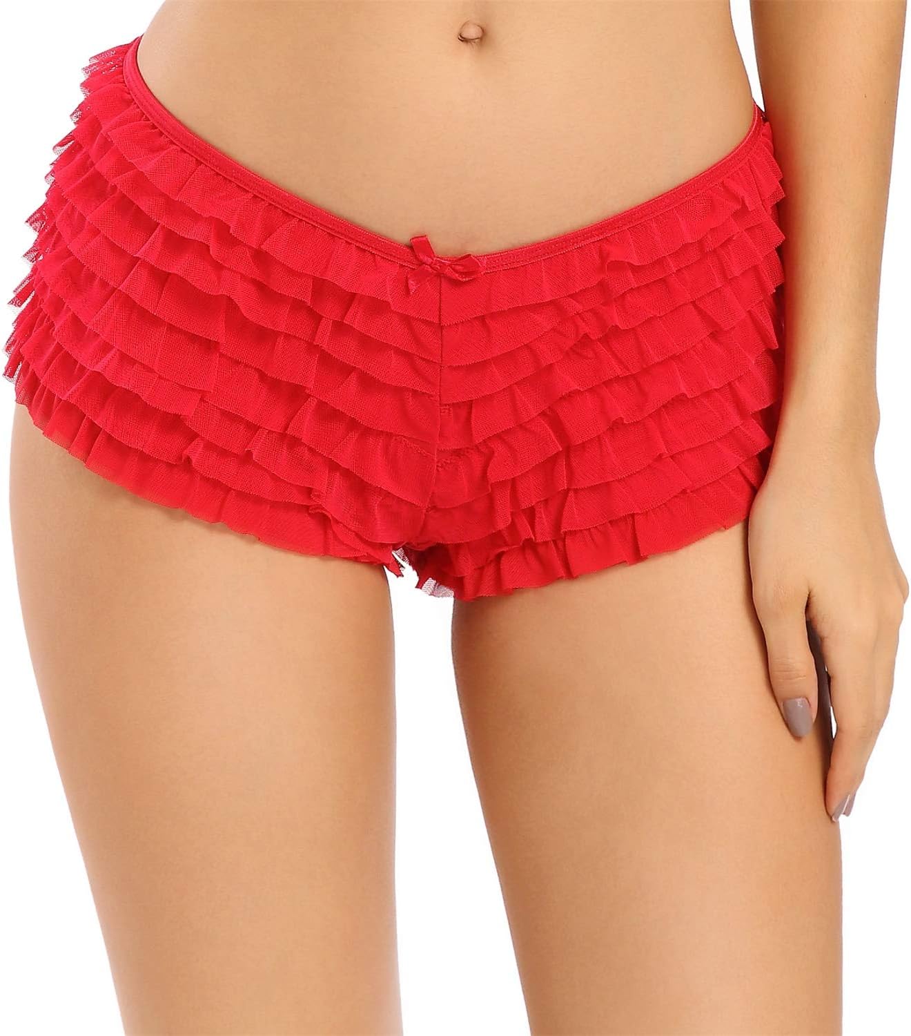 Detalle de SHARICCA Mesh Ruffle Boy Shorts Panties with Nylon, Elastane and Cotton Crotch