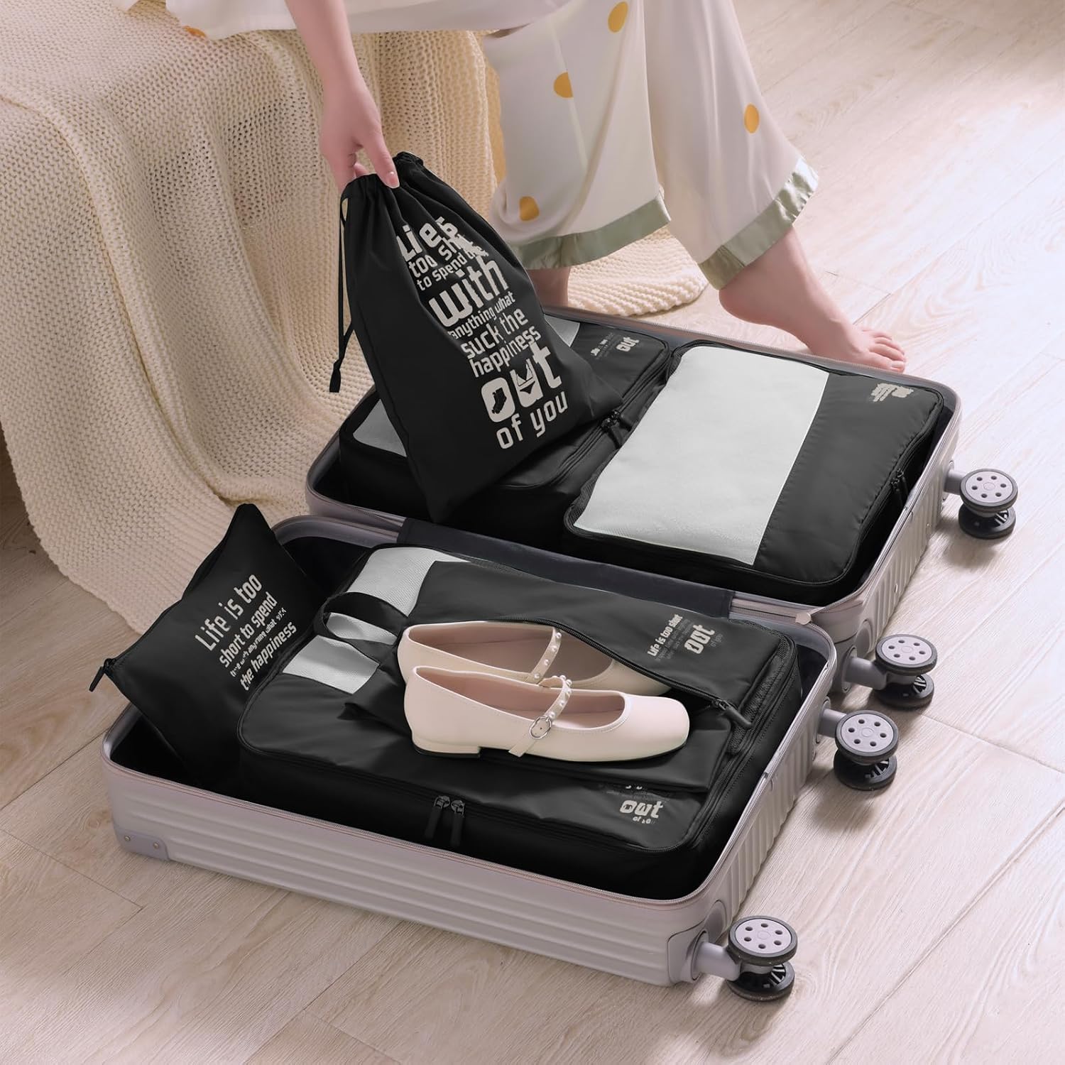 Detalle de MURISE 8- oder 6-teilige Packing Cubes: Praktischer Koffer-Organizer für Reise und Urlaub