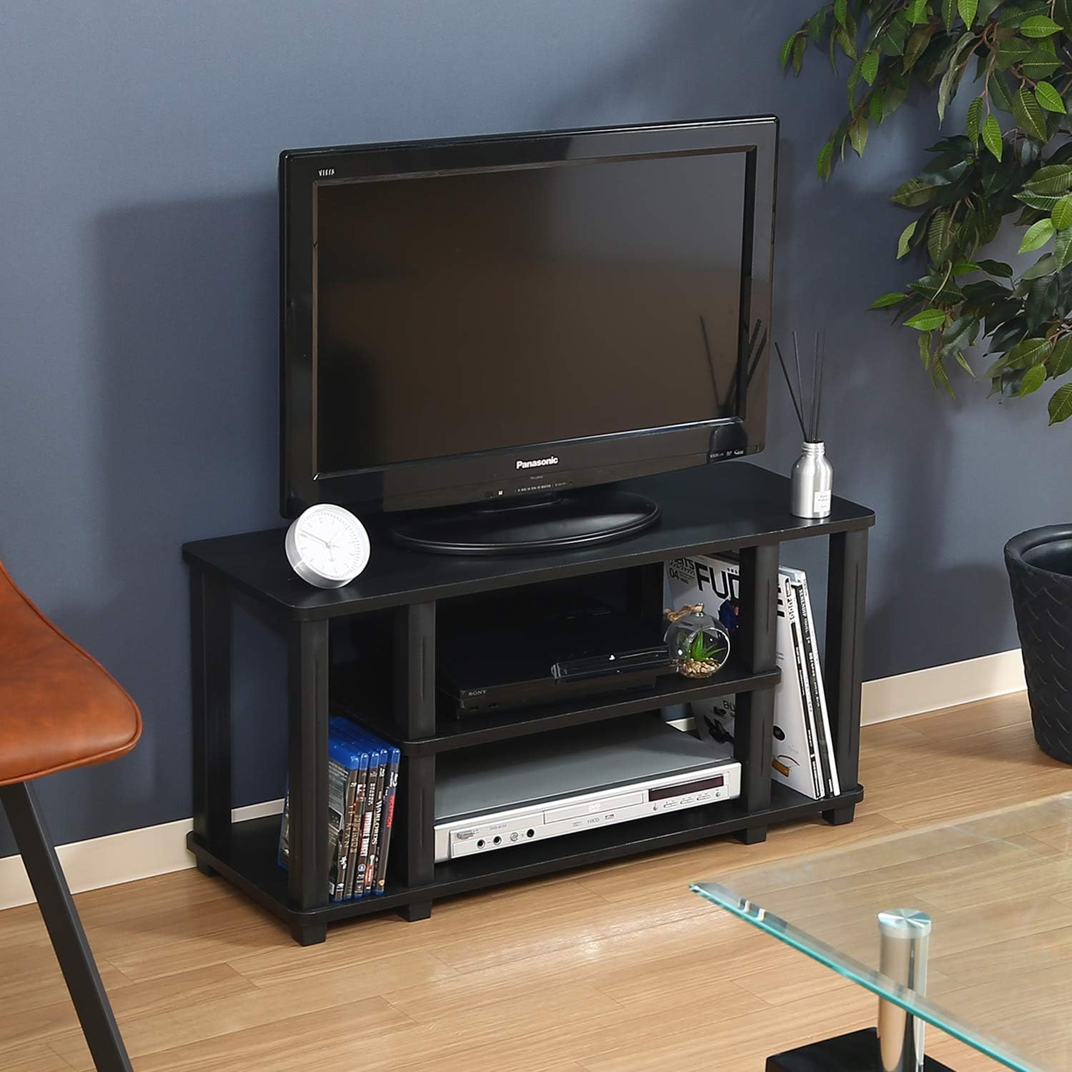 Detalle 2 de 不二貿易 フィット 99912 テレビ台 32型対応 幅80cm 工具不要組立 ブラウン×ブラック
