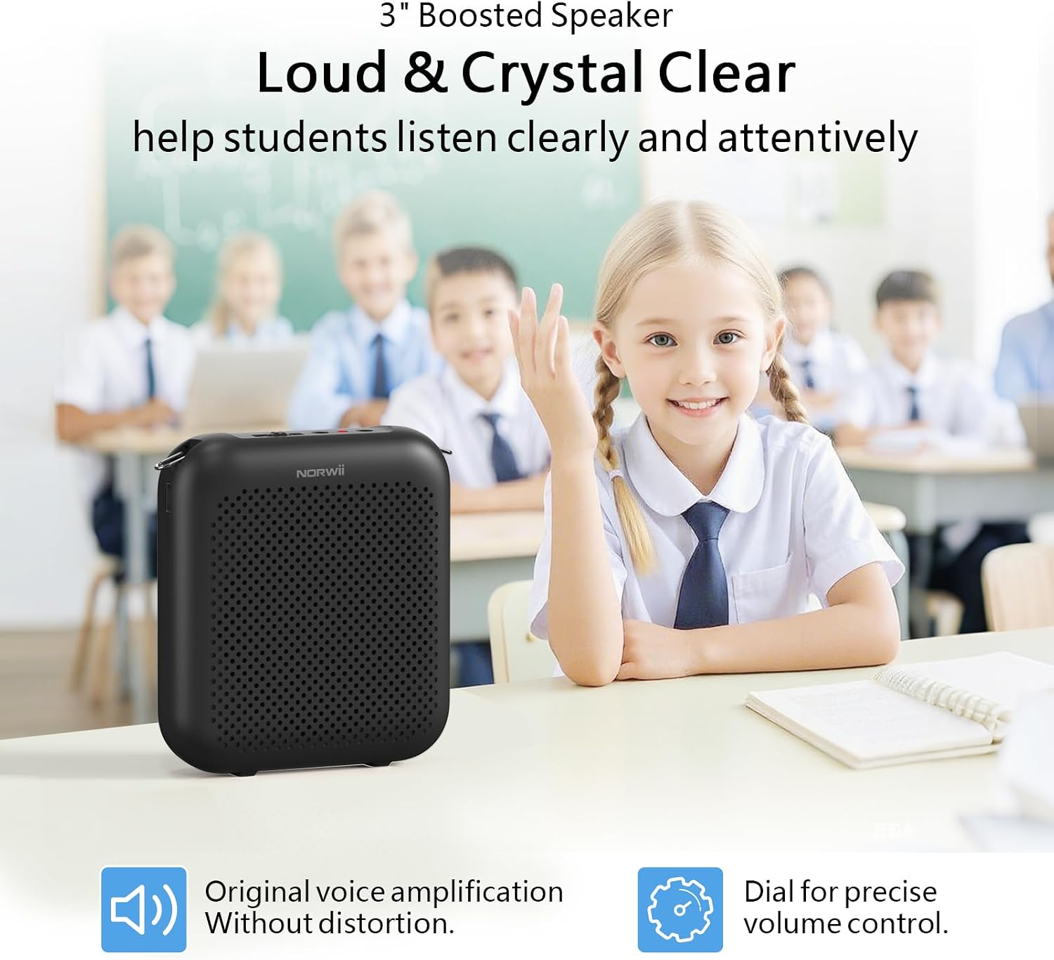 Detalle de Norwii S358 Portable Voice Amplifier with 10W Output and Wired Headset Mic