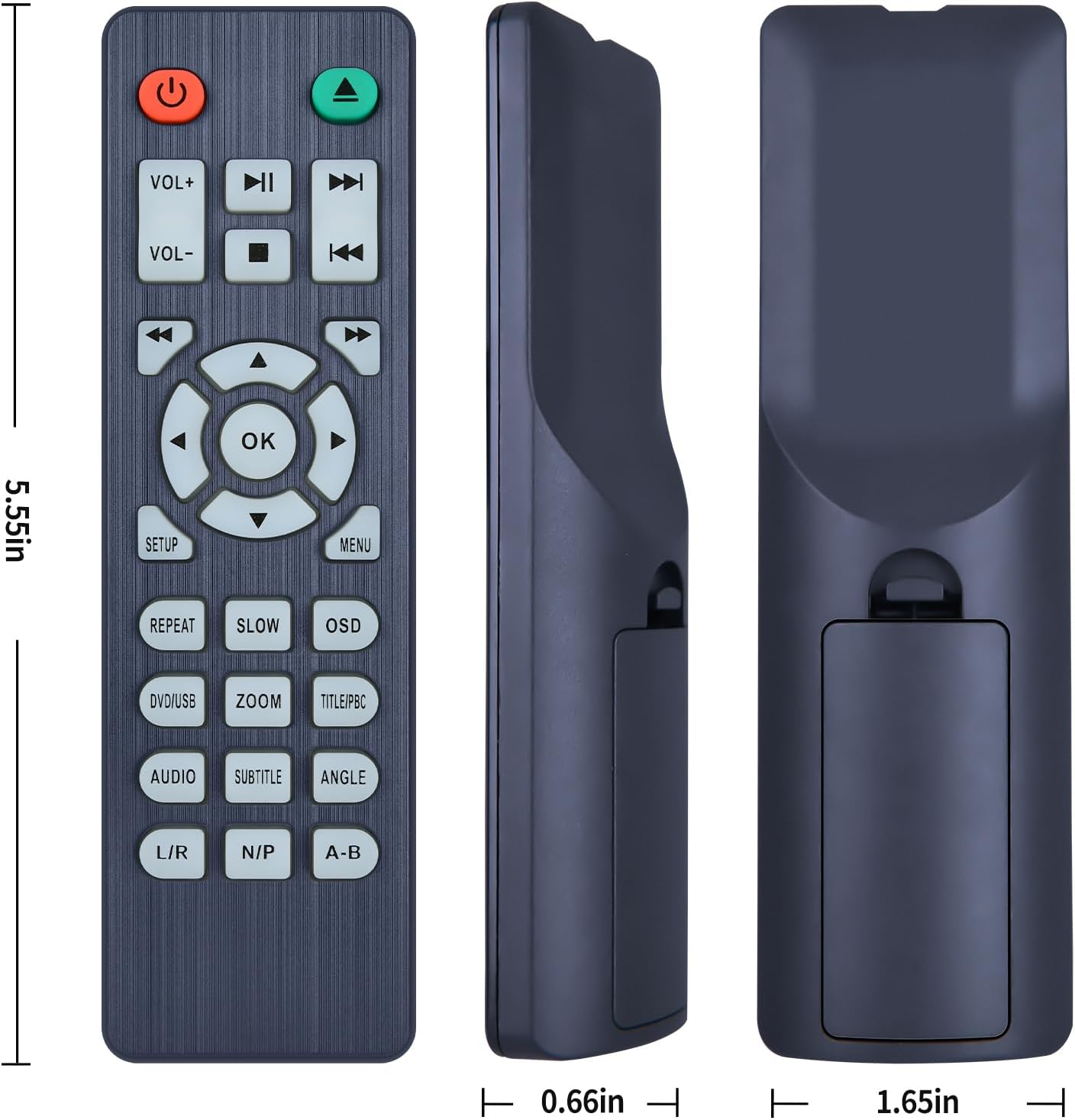 Detalle de TCNOUMT replacement remote control for DBPOWER ZC-01 mini DVD players (MD117B/MD115B)