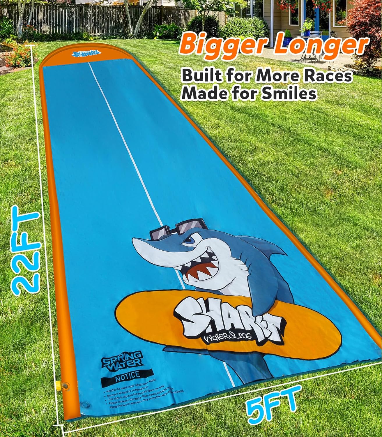Detalle de Spring Water Water Slide & Splash Slip Slide for Kids (22 ft, 2 lanes) with Inflatable Bodyboards