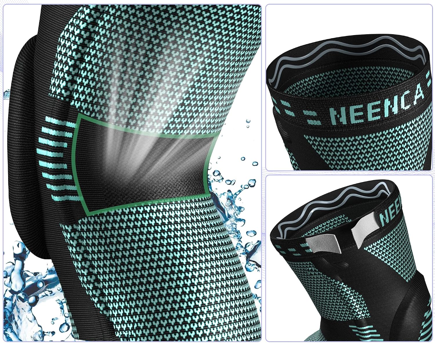 Detalle de NEENCA Genouillère professionnelle avec coussinets en gel rotulien et stabilisateurs latéraux HX051-1 (XL, 4 Bleu 2)