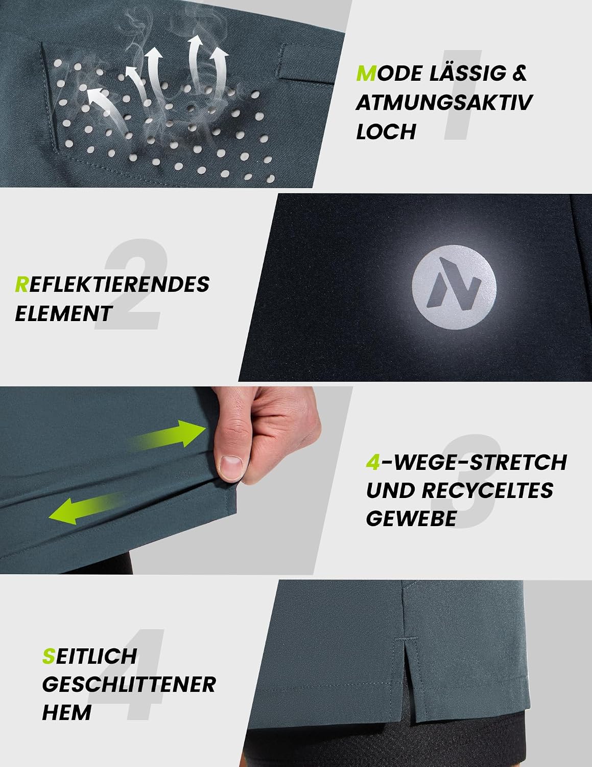 Detalle de Nepest Mountainbike Hose Herren Kurz MTB Shorts mit 4D-Polsterung