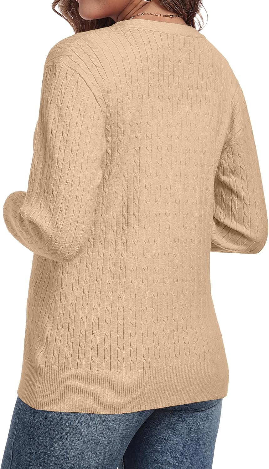 Thumbnail 3 de YUNDAI cable knit v-neck cardigan for women (open front, button down)