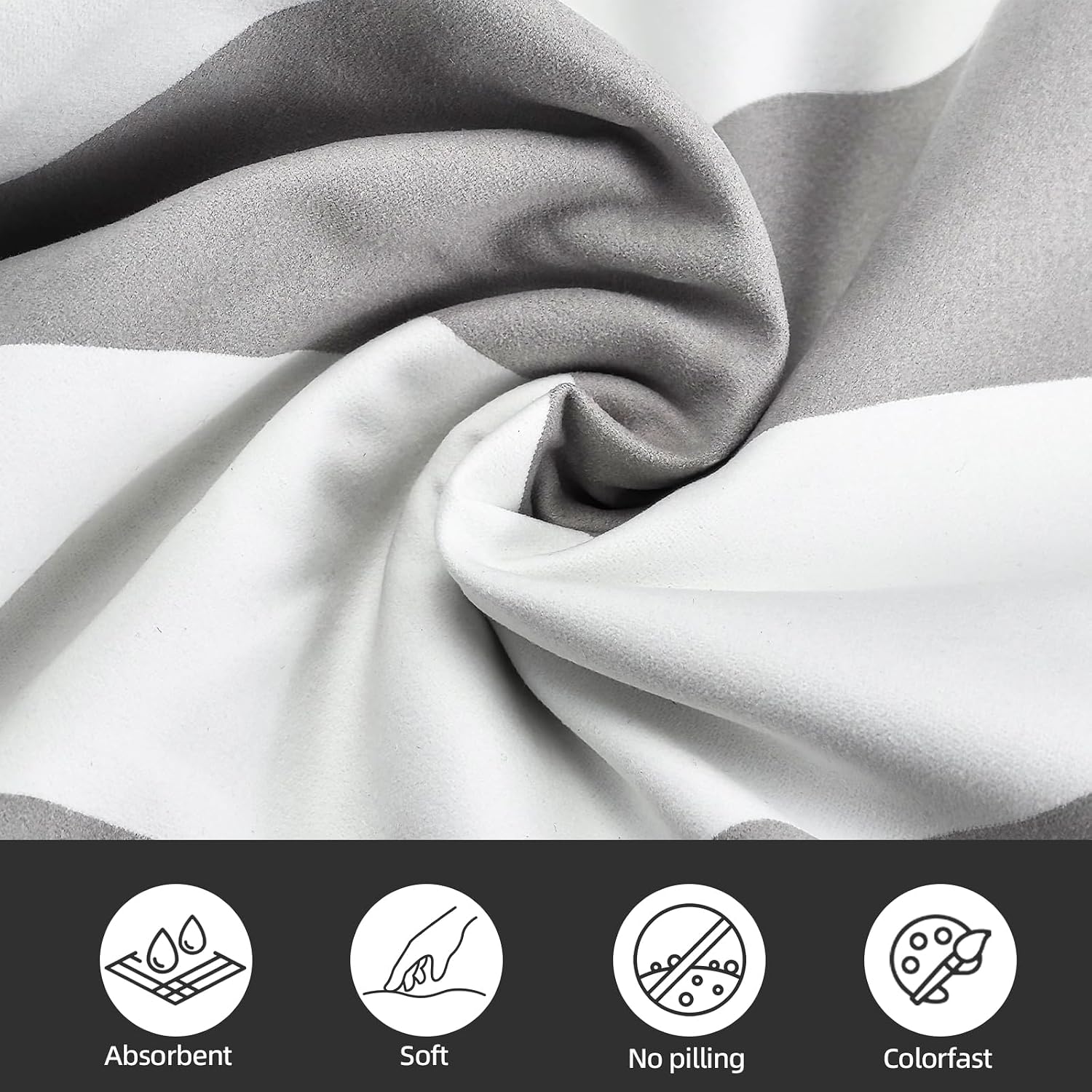 Detalle de CNMTCCO Large Beach Towel for Adults (160x90cm) in Light Grey – quick-dry microfibre with sand-free design and bag