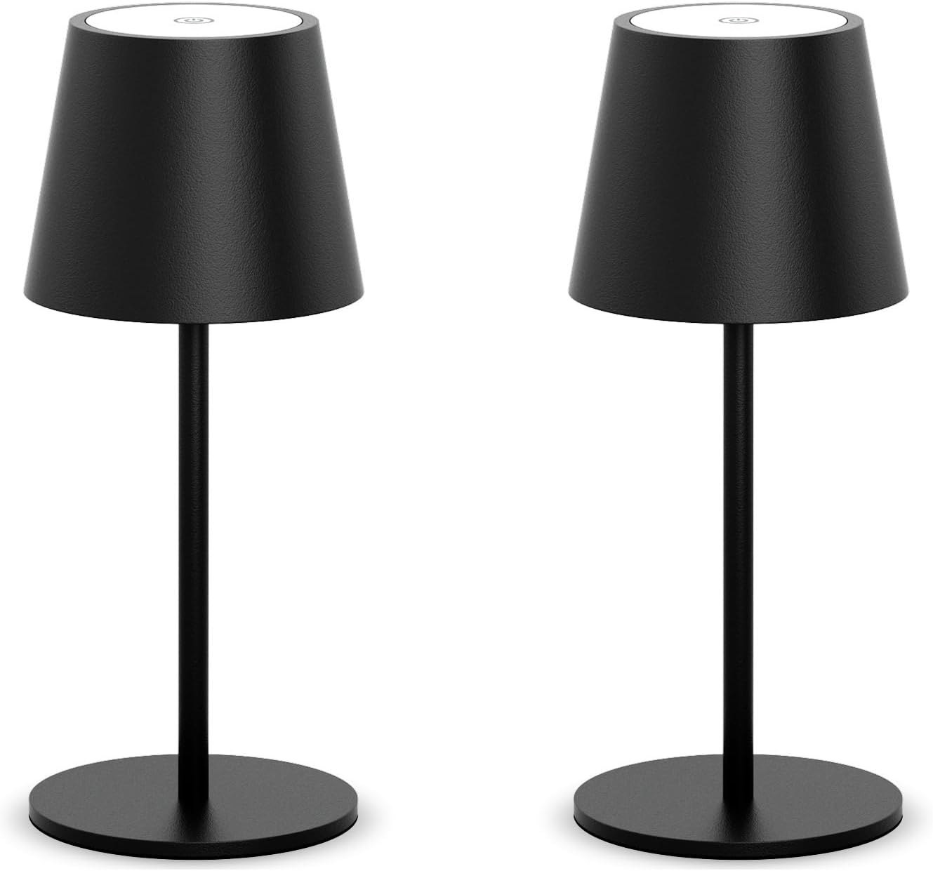 Detalle de lundwa dimmbare Akku-Tischleuchte (2er-Set, 26 cm) mit USB-Ladung, 3 W und 3000 K, IP54 (Schwarz)