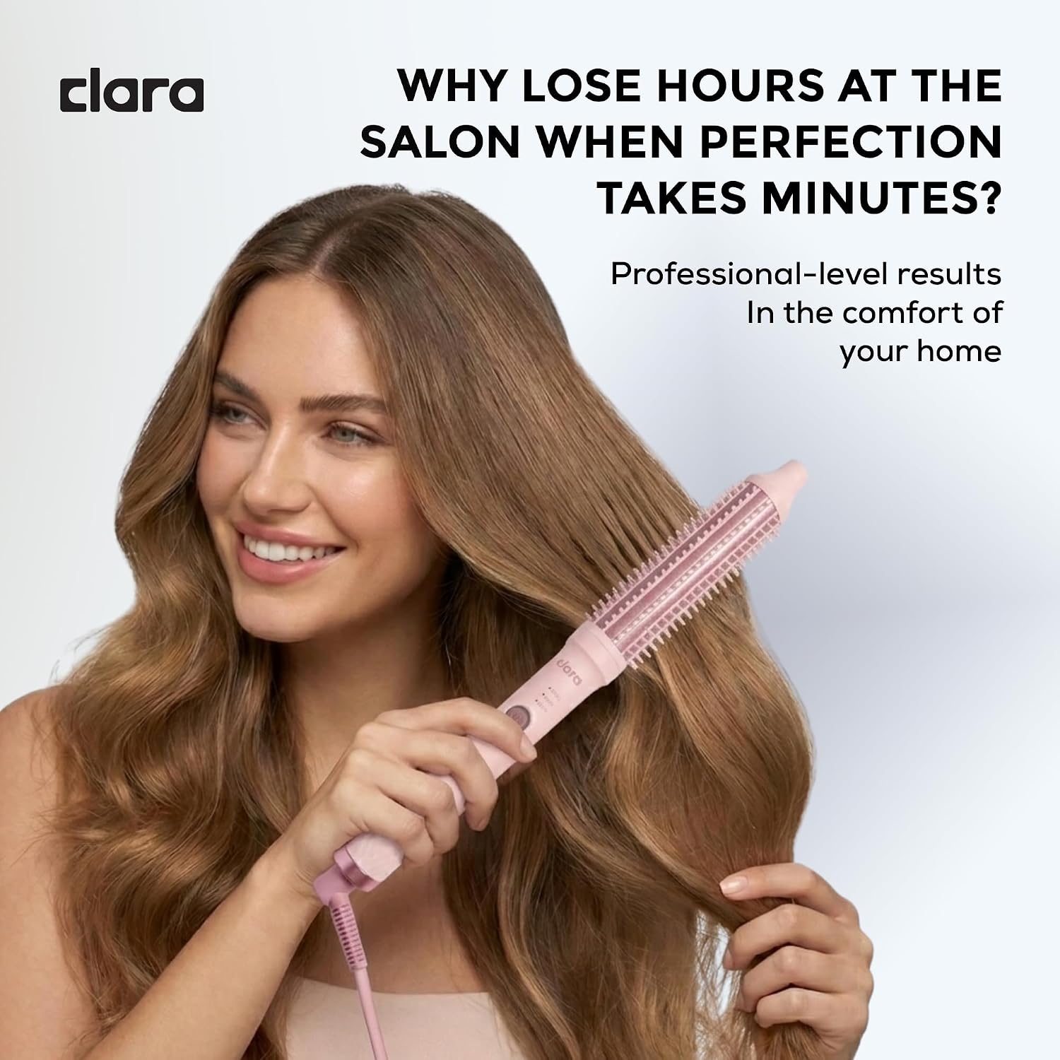 Thumbnail 5 de Clara Anti-Frizz Ionic Slim Hot Brush 32mm (5.5mm bristles) with Triple Heat Settings – Pink