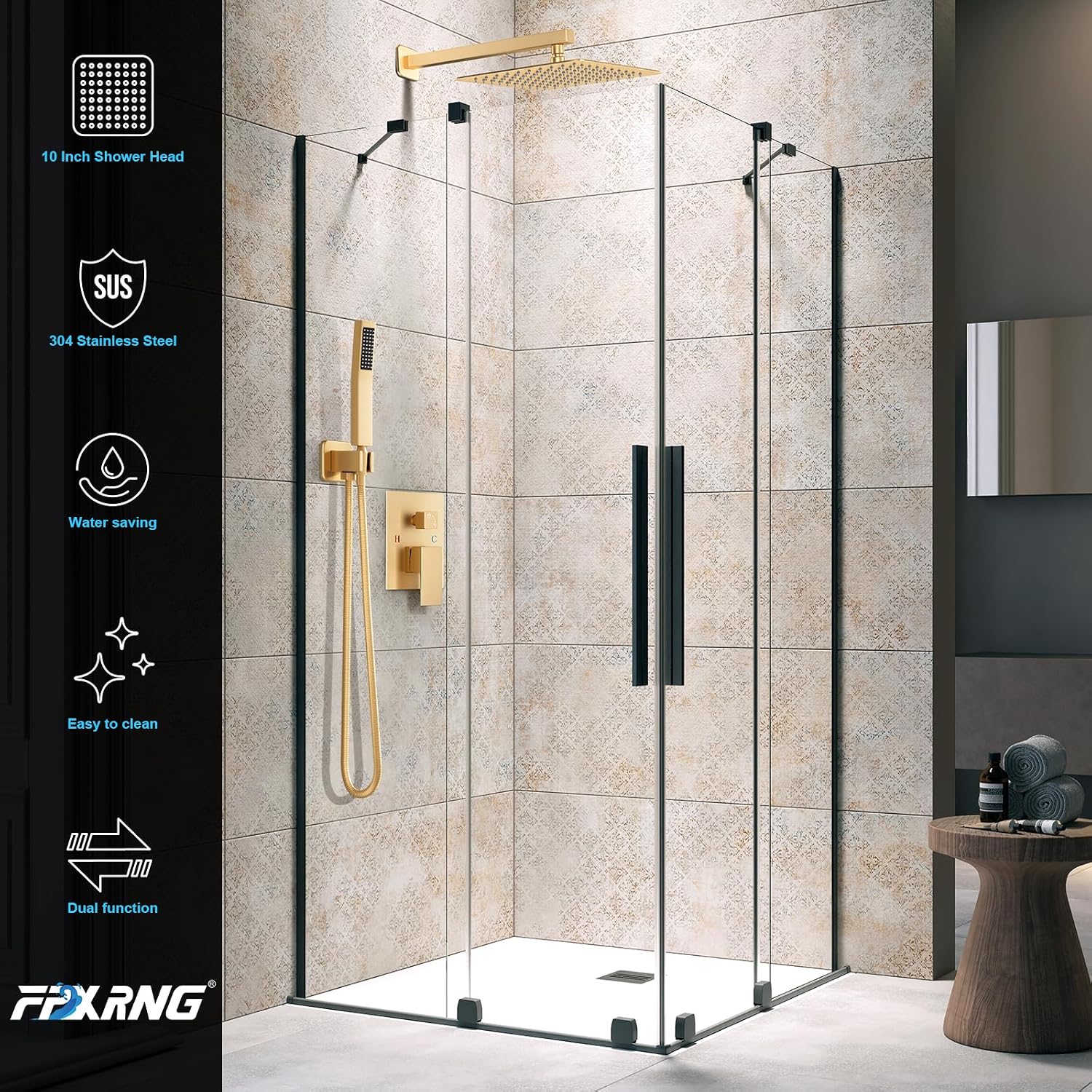 Thumbnail 2 de FPXRNG Shower Faucet Set with 10-Inch Rain Shower Head
