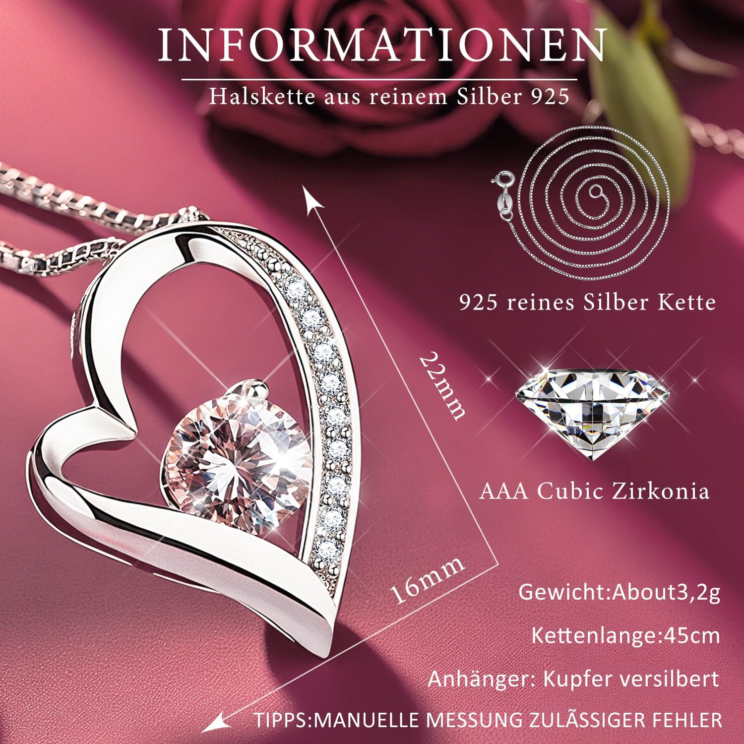Thumbnail 3 de SWEETIME Ewige Rose Infinity Rosen mit Kette 3–3,14