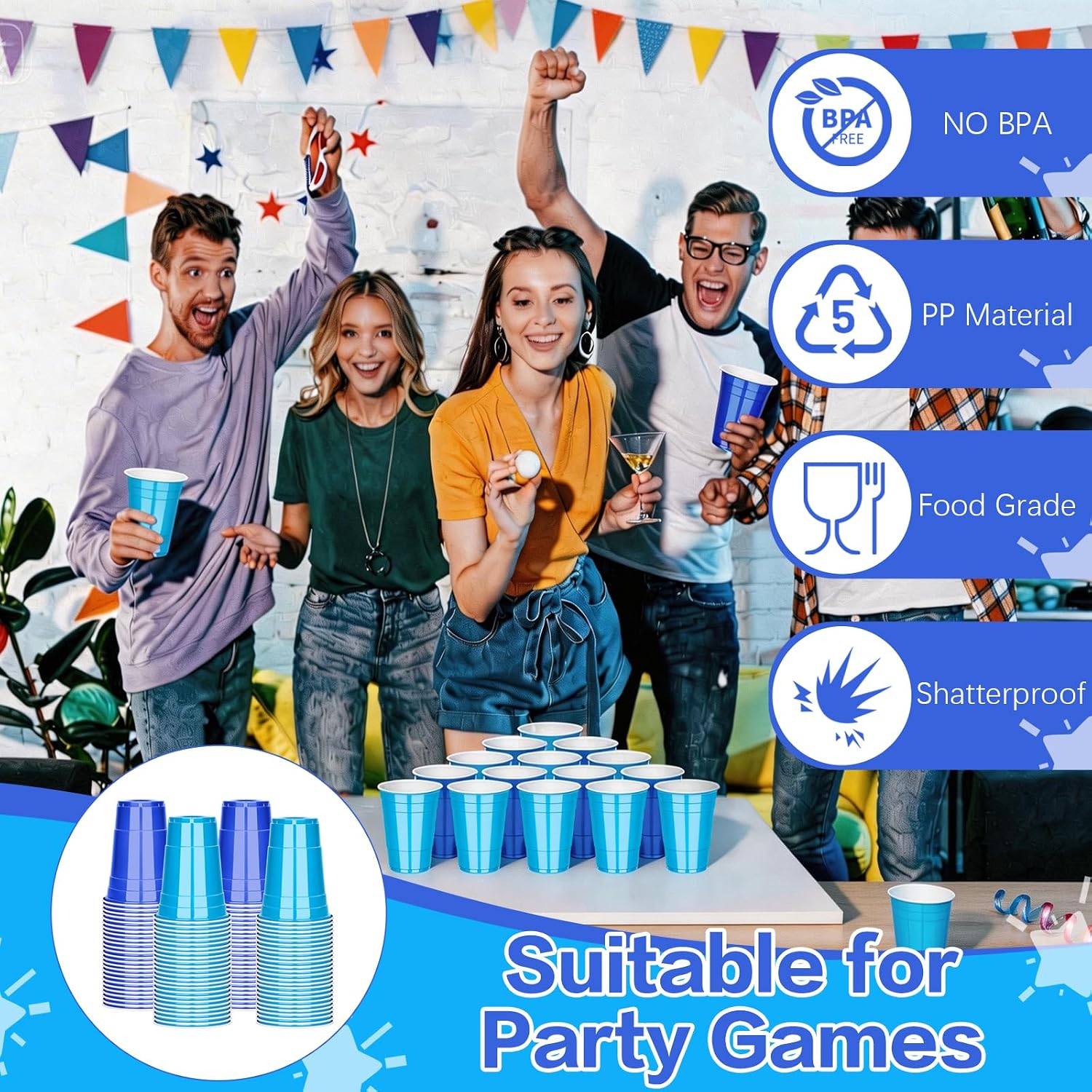 Detalle de KesaPlan Disposable Plastic Cups, 16 oz