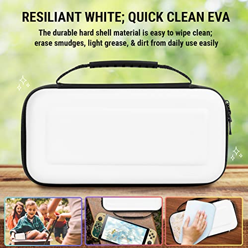 Thumbnail 4 de Orzly funda protectora de viaje para Nintendo Switch (blanca OLED y Switch original) con almacenaje