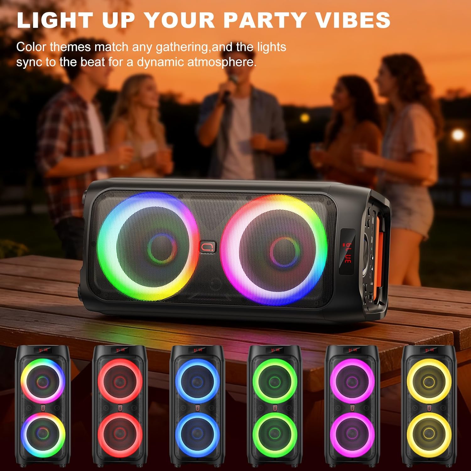 Thumbnail 6 de JYX Karaoke Machine with 2 Wireless Microphones and Rolling Mobility