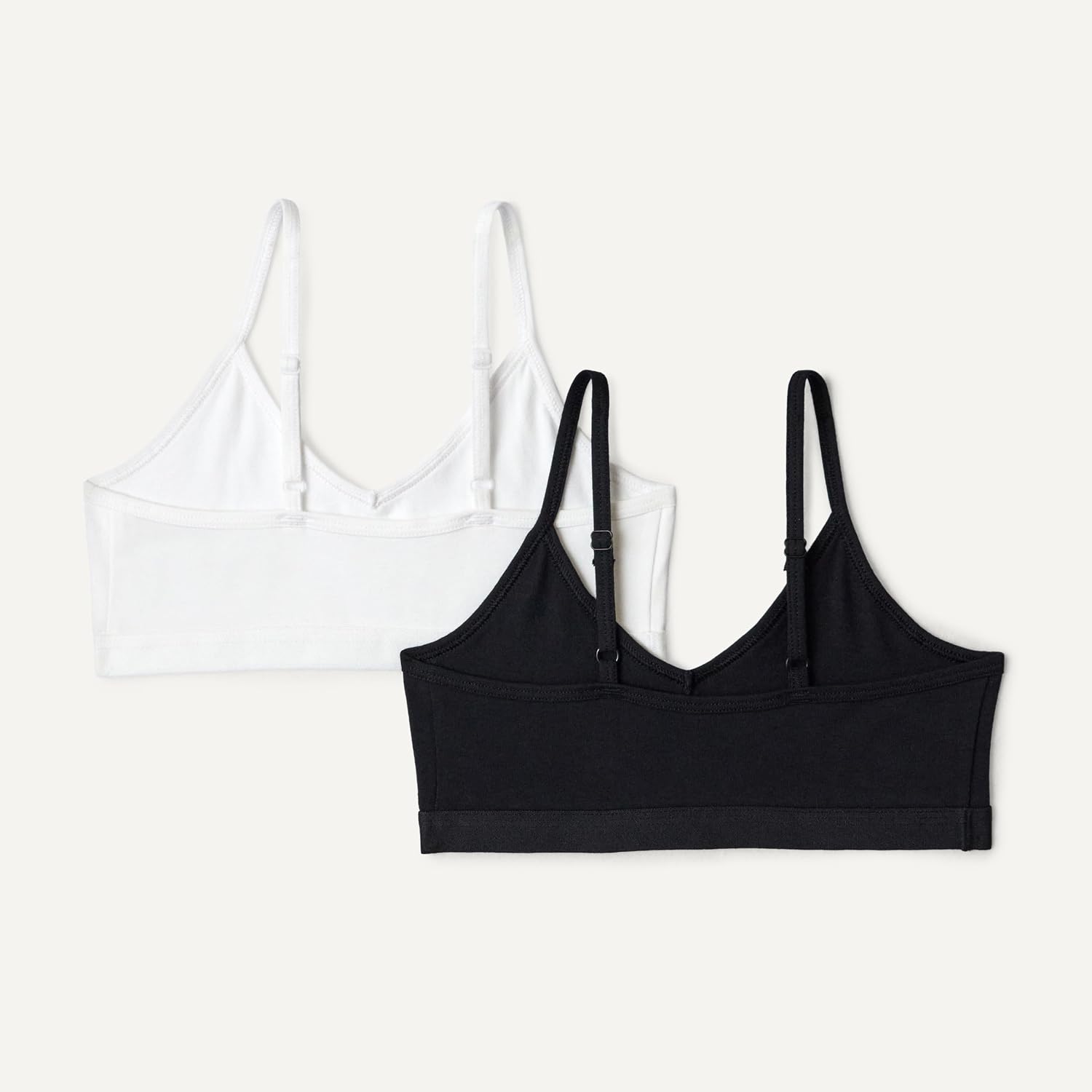 Detalle de Amazon Essentials Mädchen Bustier – Trainings-Bralette aus Baumwoll-Jersey, V-Ausschnitt, 2er Pack