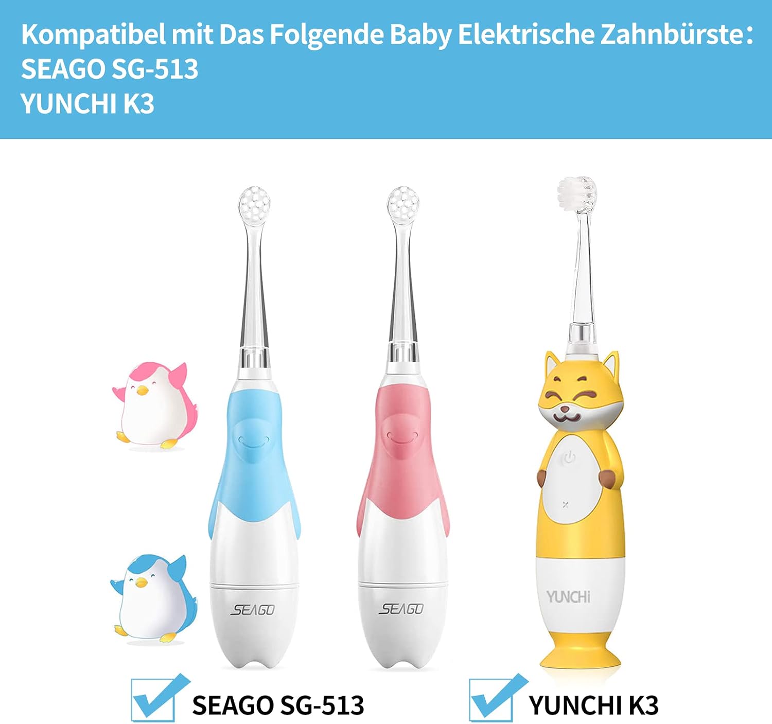 Detalle de Seago SG513 Ersatzbürsten kompatibel YUNCHI K3 4er
