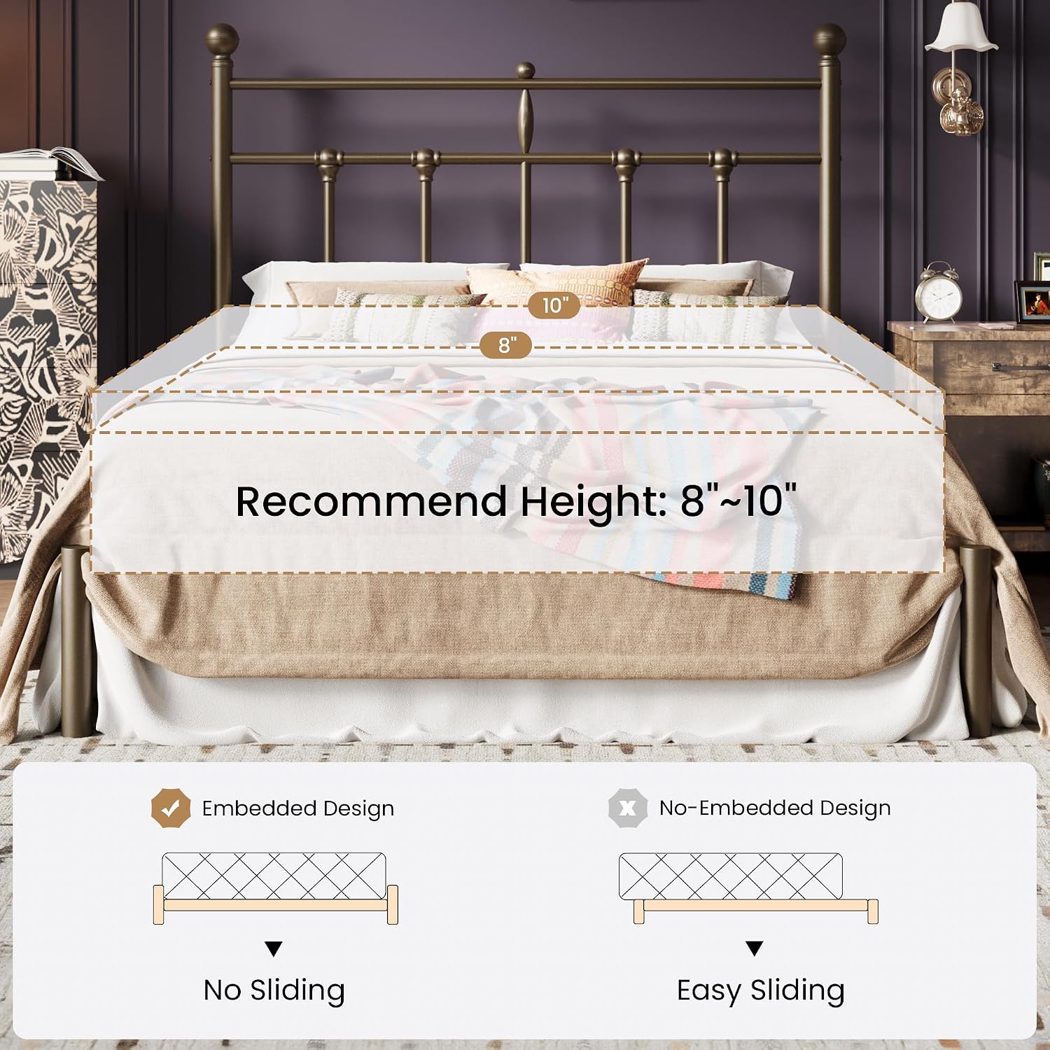 Detalle 2 de SHA CERLIN Metal Bed Frame Queen Size