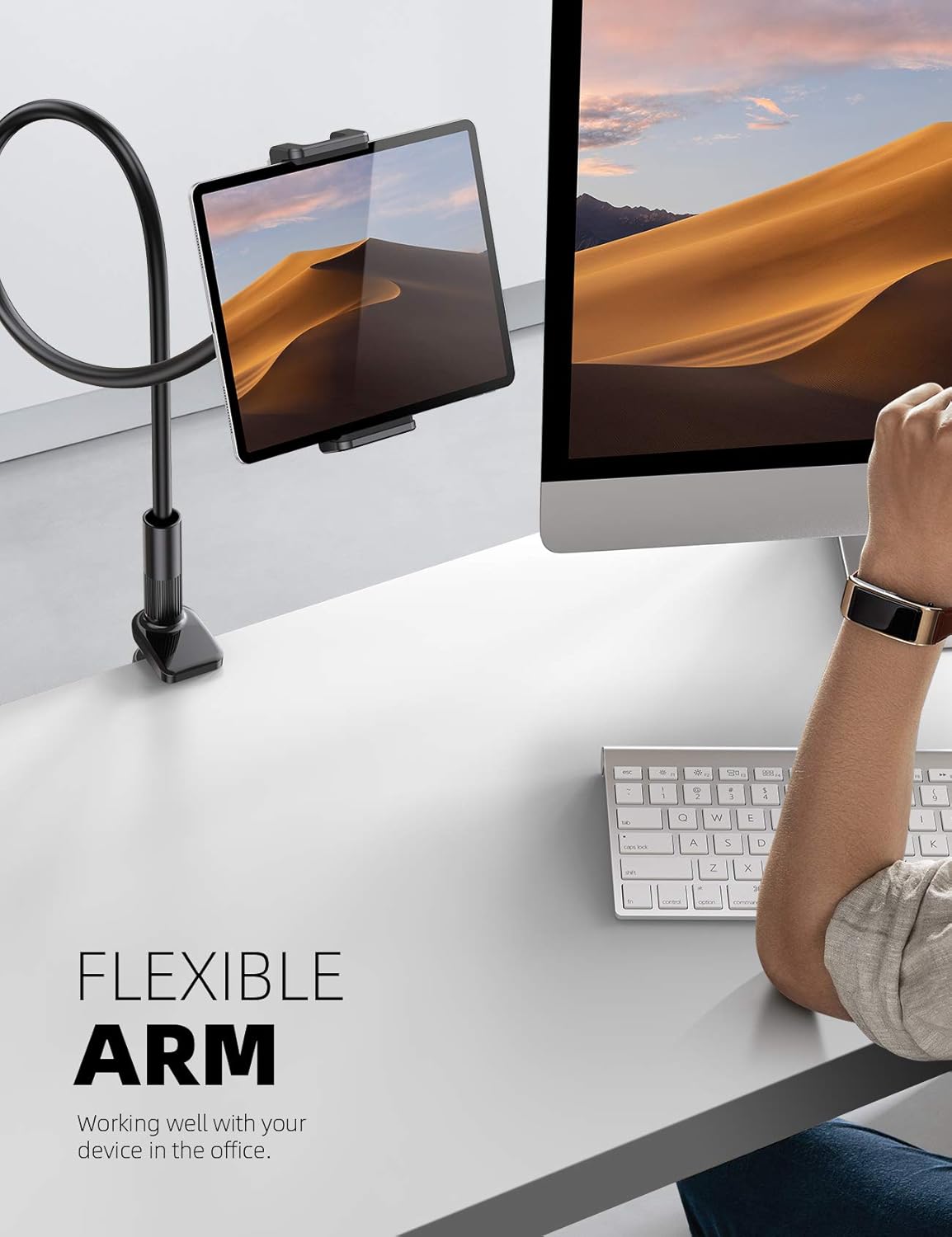 Thumbnail 2 de Lamicall Tablet Halter mit Schwanenhals – flexibler Lazy-Lang-Armstativ für 4–11 Zoll Geräte, Schwarz