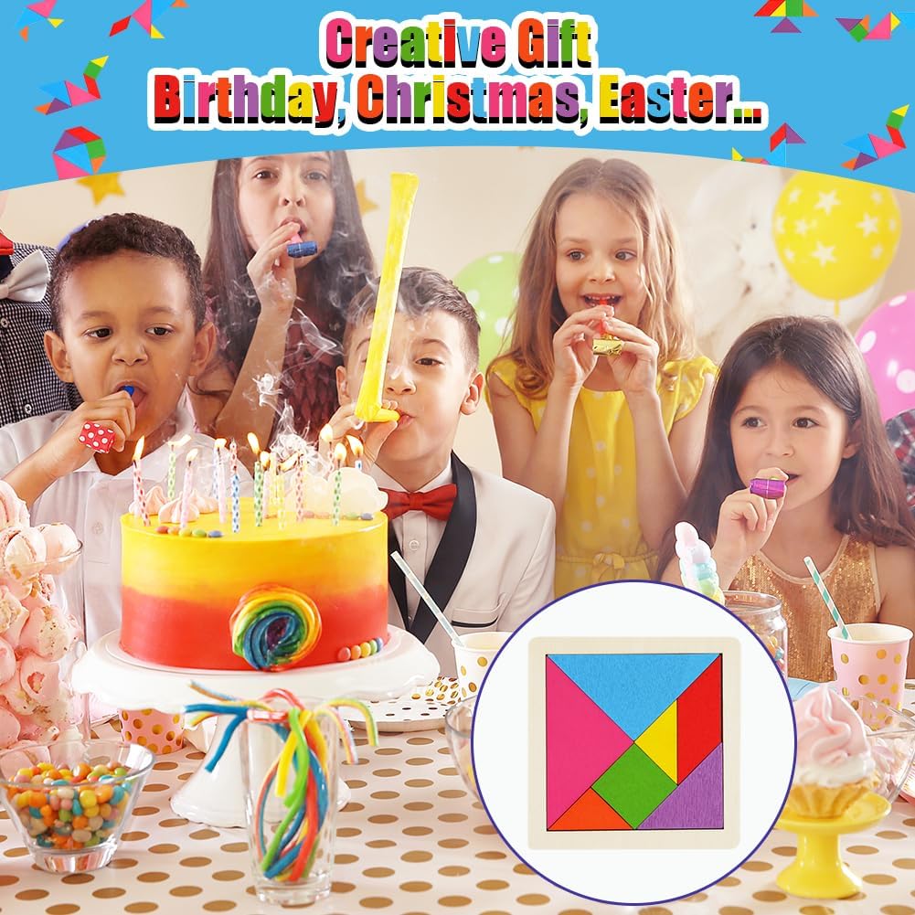 Thumbnail 6 de Ainiv 32Pcs Tangram Puzzles for Kids – Wooden Educational Tangram Game