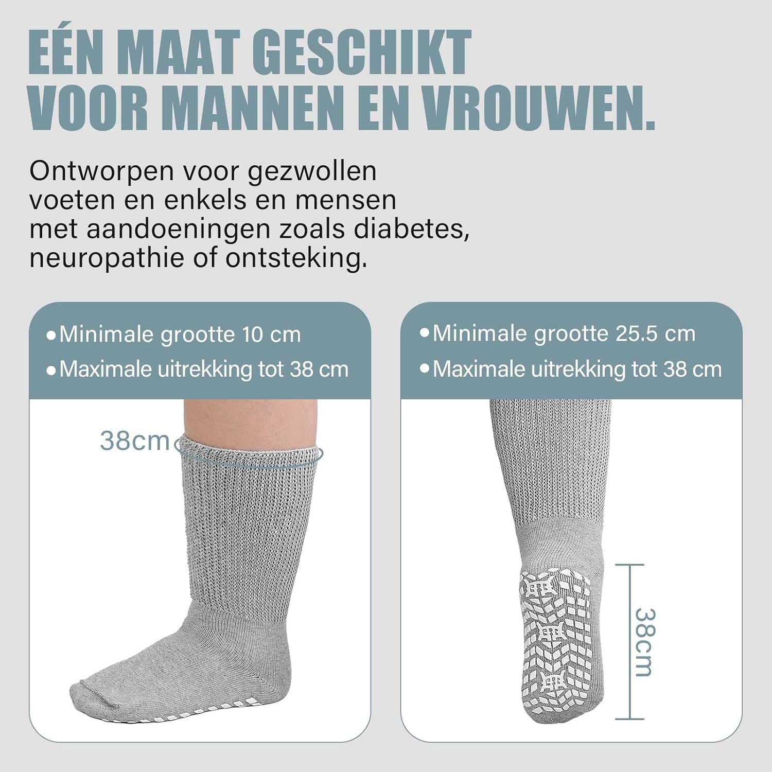 Detalle 2 de ZFSOCK diabetische antislipsokken van katoen, extra breed en zonder elastische band