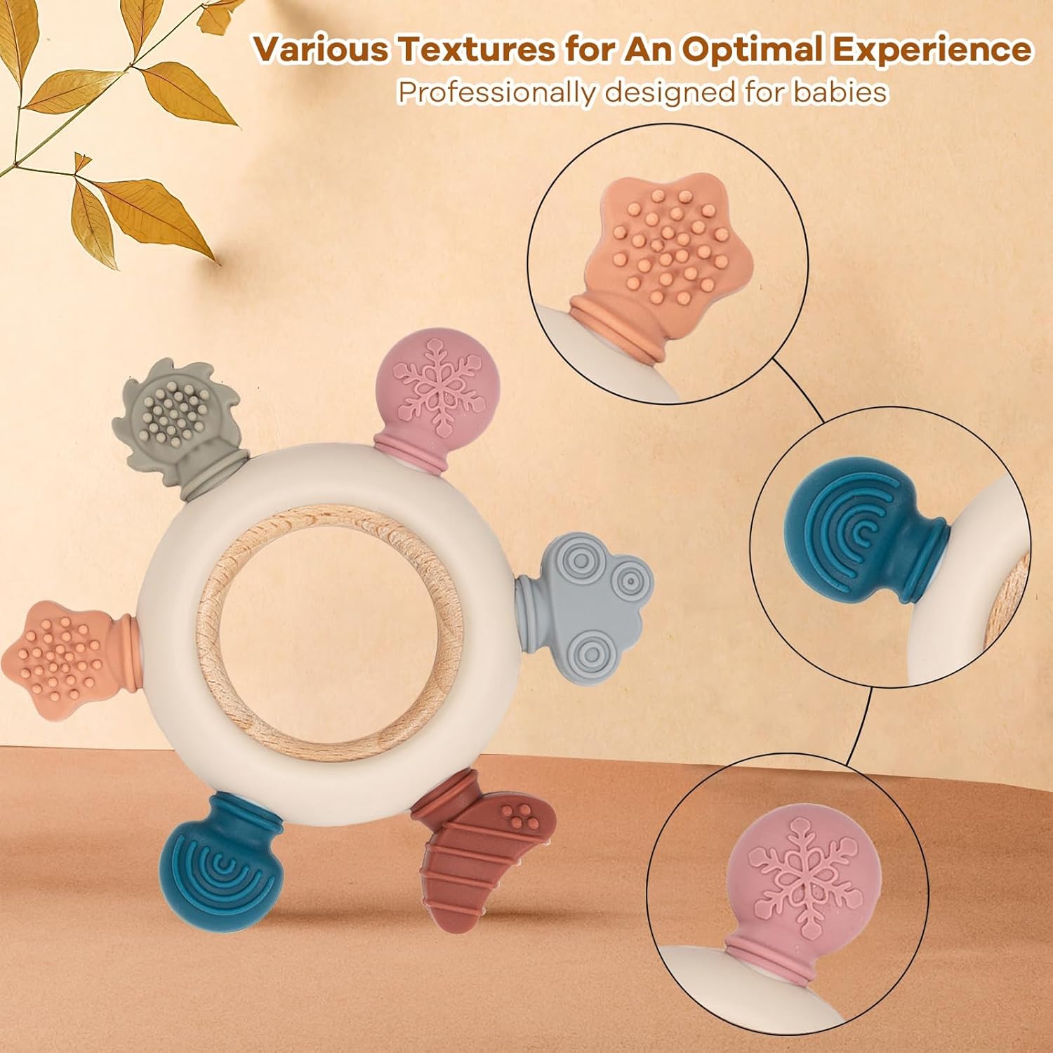 Thumbnail 2 de Silicone Teething Ring Toys 2-pack for Babies