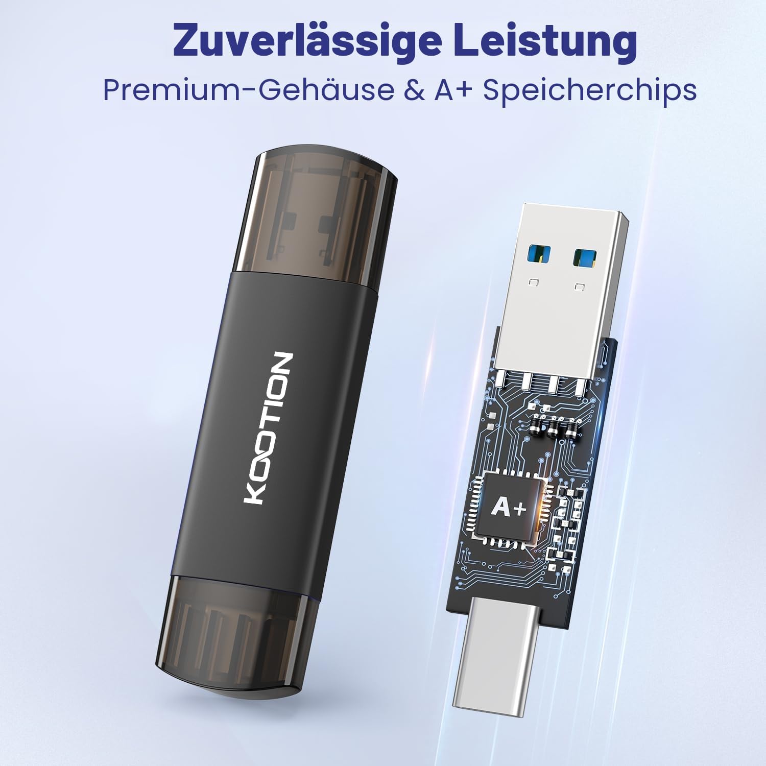 Detalle de KOOTION USB Stick 256GB USB-C OTG 3.0 2-in-1 Speicherstick – 256 Gbyte für PC/Laptop und Typ-C Geräte