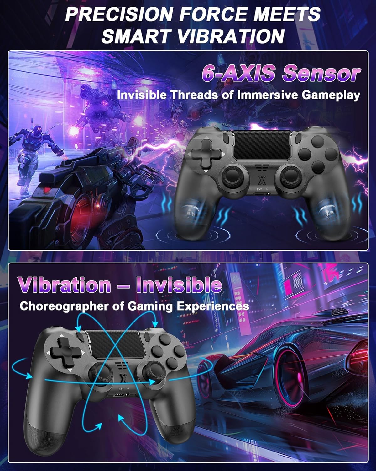 Thumbnail 1 de AR CELI Wireless Controller for PS-4 (Grey) with Bluetooth, Dual Vibration & 3.5mm Jack