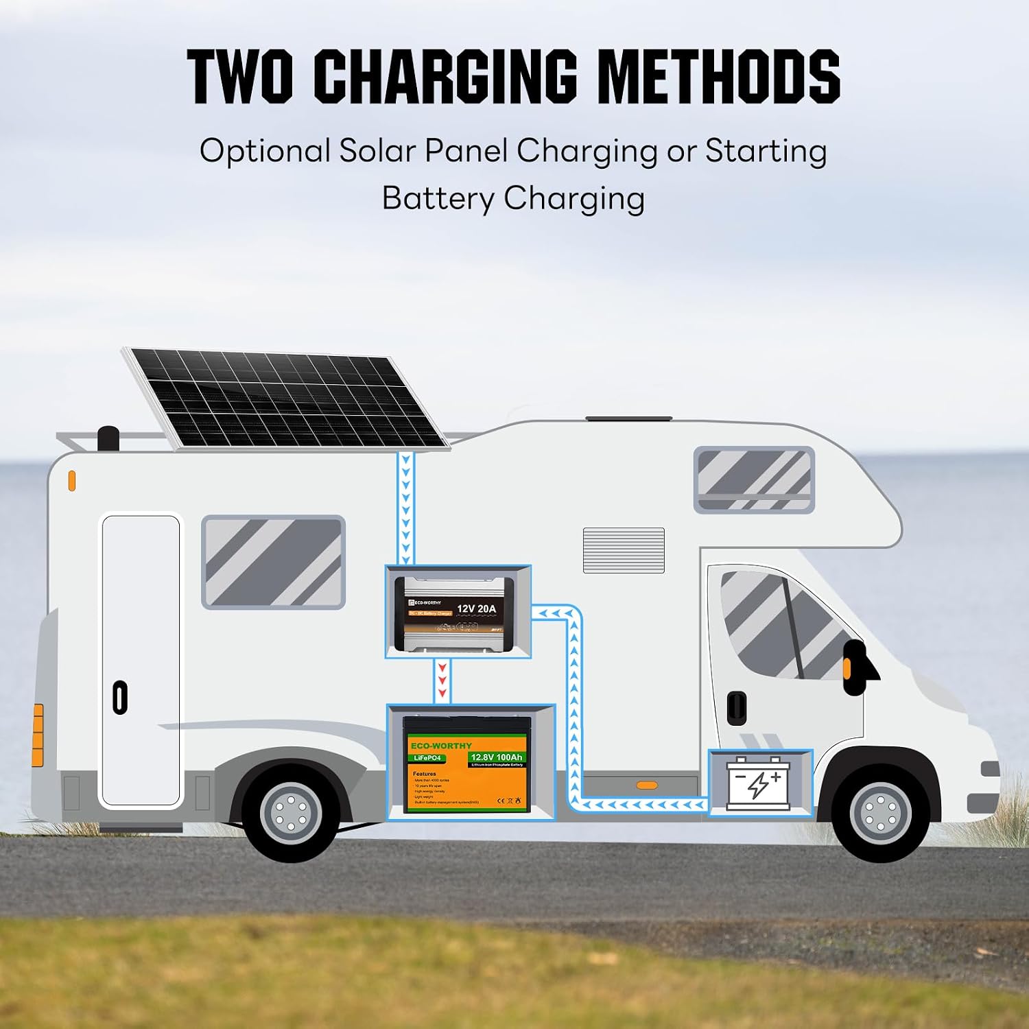 Detalle de ECO-WORTHY 12V 20A DC-DC Charger with MPPT Controller