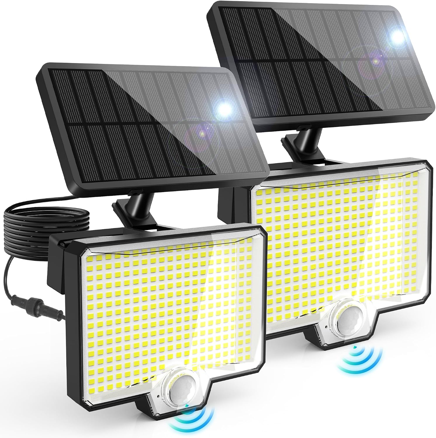 Detalle de AUDERWIN 8753 Solar Motion Sensor Floodlights, 2-Pack, 294 LEDs, 2,600 Lumens
