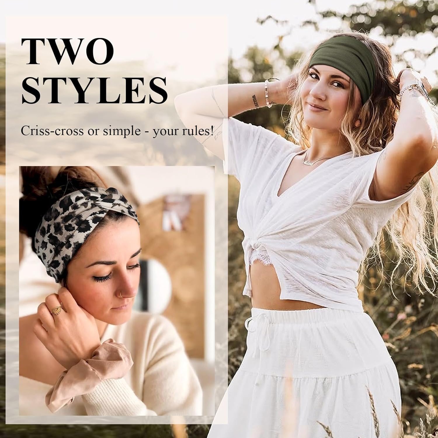 Thumbnail 4 de Kavya Haarband Damen Stirnband 4er Pack – Extrabreites, elastisches Boho-Stirnband für Yoga, Sport und Alltag