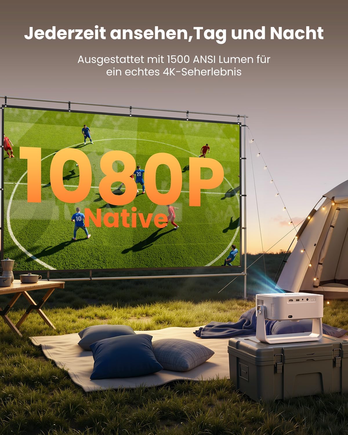 Detalle de iSinbox 4K Smart Beamer – Netflix ready, 20W Dolby Audio, Autofokus & 6D Trapezkorrektur