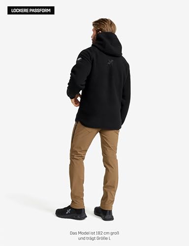 Detalle de RevolutionRace Sherpa Hoodie für Herren – Outdoor-Fleecejacke in Caviar, XL