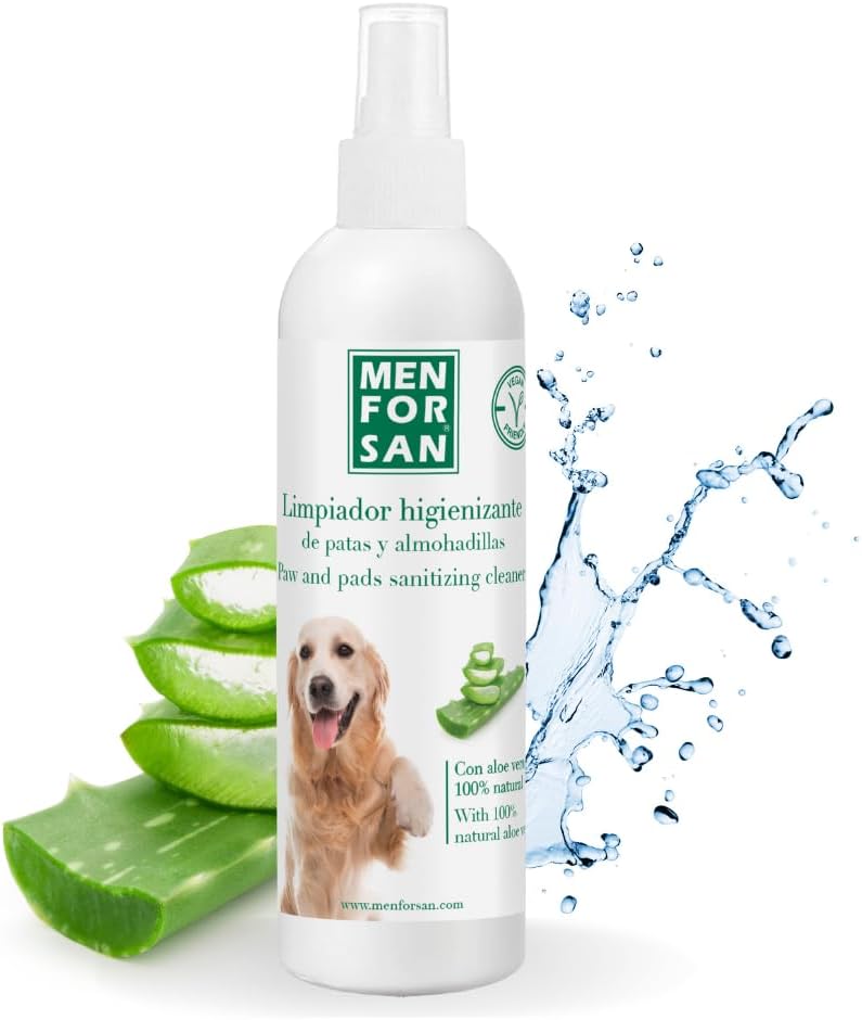 MENFORSAN Detergente per zampe e cuscinetti per cani 125 ml con Aloe Vera 100% naturale – Vegano