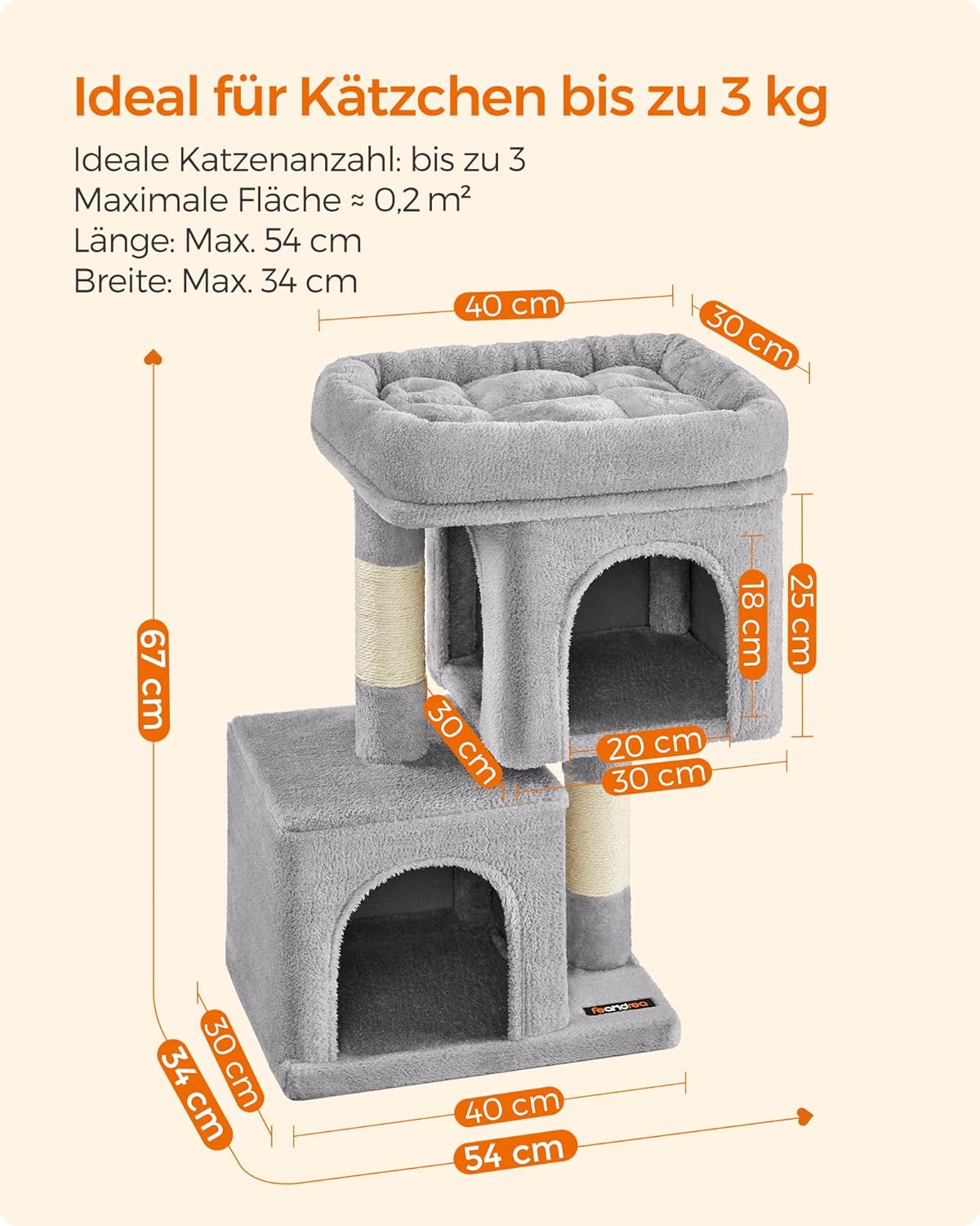 Thumbnail 5 de Feandrea PCT611W01 67 cm Kratzbaum 🐱
