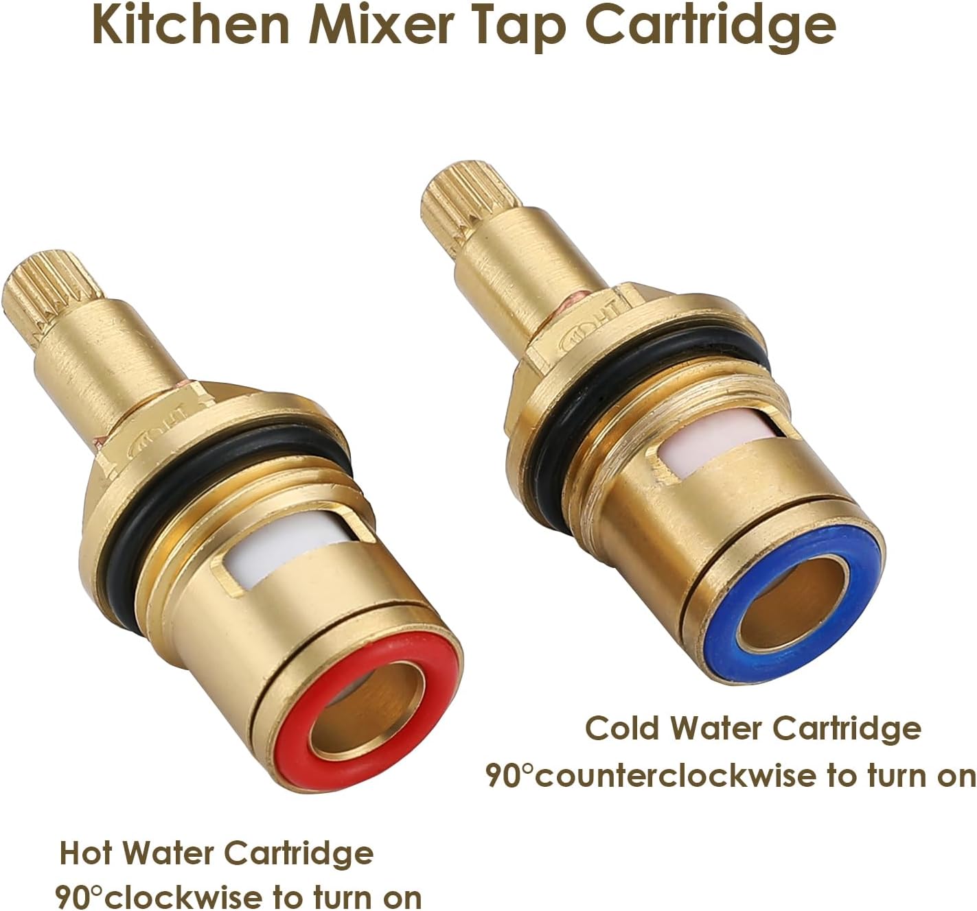 Detalle 2 de 2 Pack Mixer Tap Cartridge 1/4 Turn 20 Spline Brass